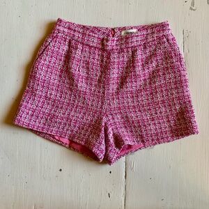 L'AGENCE Pink and Black High Waist Shorts